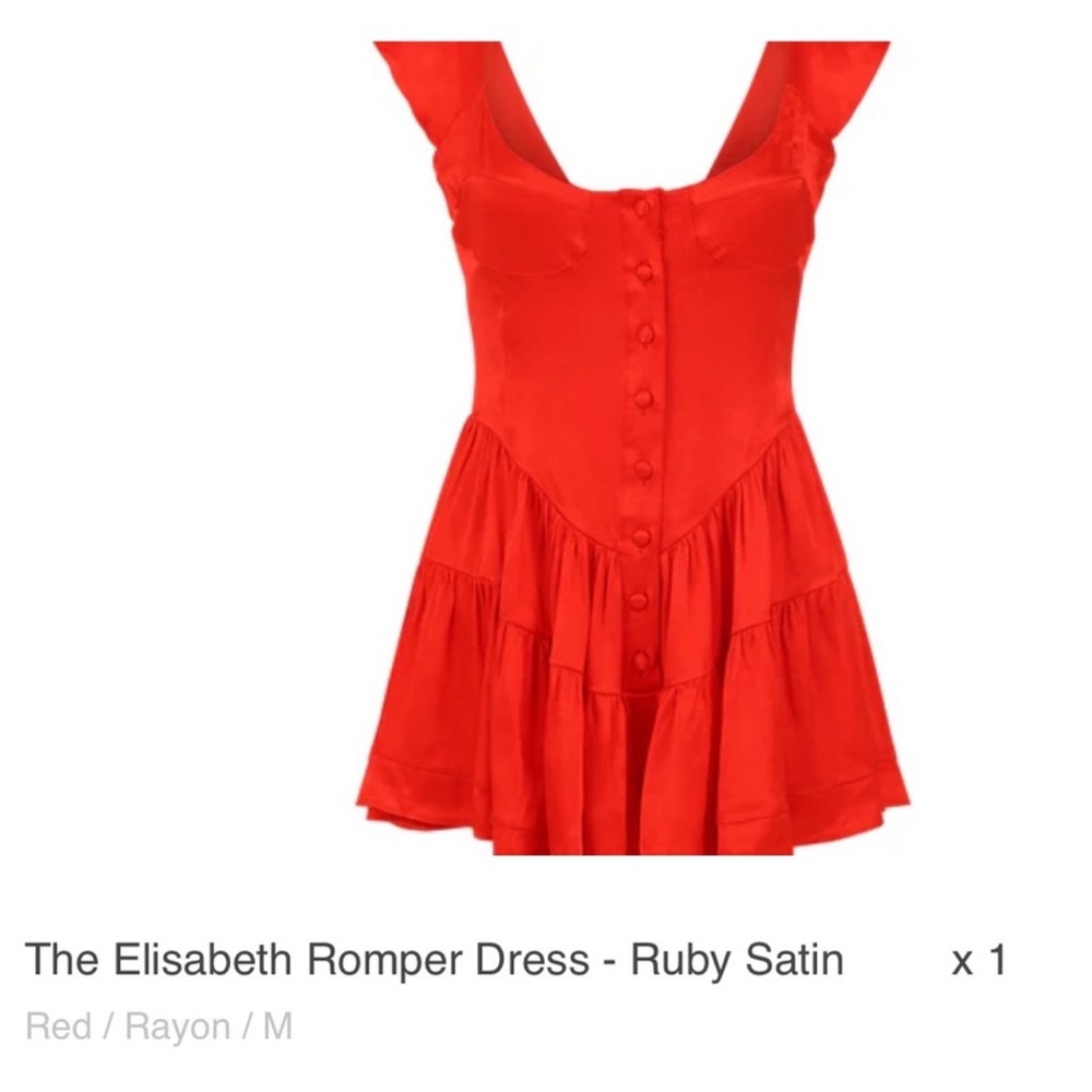 Vanessa Mooney Elisabeth romper in Ruby satin
